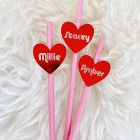 Custom Wedding Straws/ Bridal Party Decor/ Straws With Flags/Bachelorette Shower Hearts | Etsy (US)