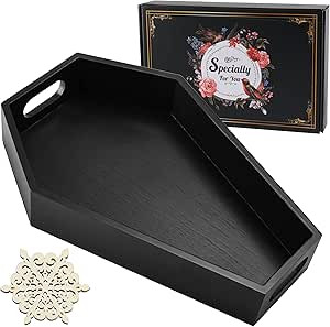 Goargif Wood Coffin Tray,Coffin Shape Serving Tray,Spooky Black Goth Candy Tray,Halloween Creepy ... | Amazon (US)
