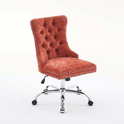 Modern Chenille Upholstered Tufted Button Office Chair, Adjustable Desk Chair Swivel Office Chair | Wayfair North America