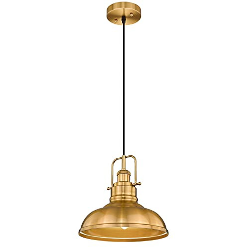 zeyu Farmhouse Pendant Lighting for Kitchen Island, 1-Light Industrial Hanging Pendant Light with Metal Dome Shade, Gold Finish, 016-1 BG | Amazon (US)
