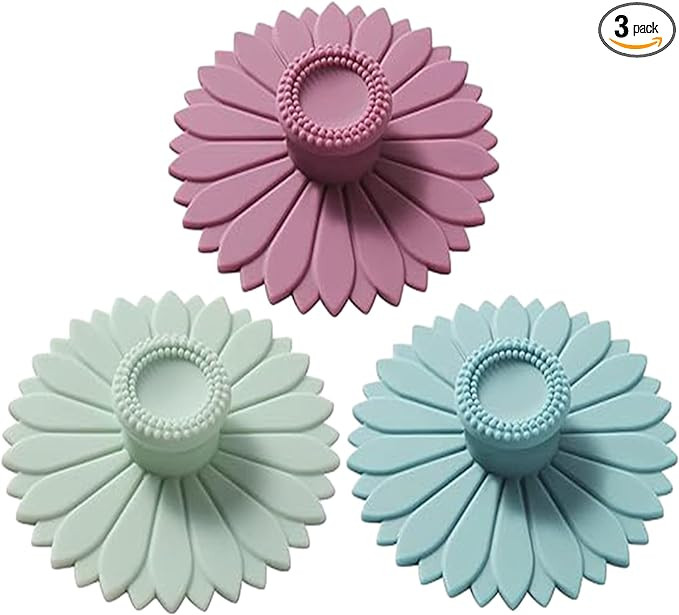 Sunflower Silicone Cup Covers (Set of 3), Multicolored Silicone Lids for Mugs, Cups, Flexible Mug... | Amazon (US)