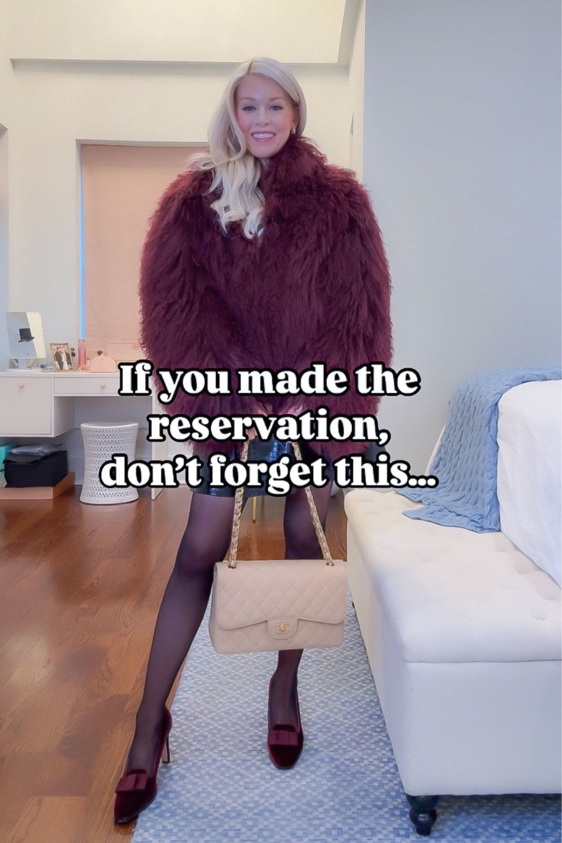 Arriving a little before the reservation is a gracious way to make sure everything is ready for your guests, and you can warmly greet them when they arrive. For example, if you want to switch tables, it’s often less awkward to do that before others arrive. 🖤🍽️🩰

jacket: @ducielondon 
dress: @aliceandolivia 
stockings: @wolford 
heels: @ralphlauren 
bag: @chanelofficial 

P.S. @abtofficial’s performance of Crime and Punishment at @kennedycenter was phenomenal. Highly recommend!! 🤩🙌🏻