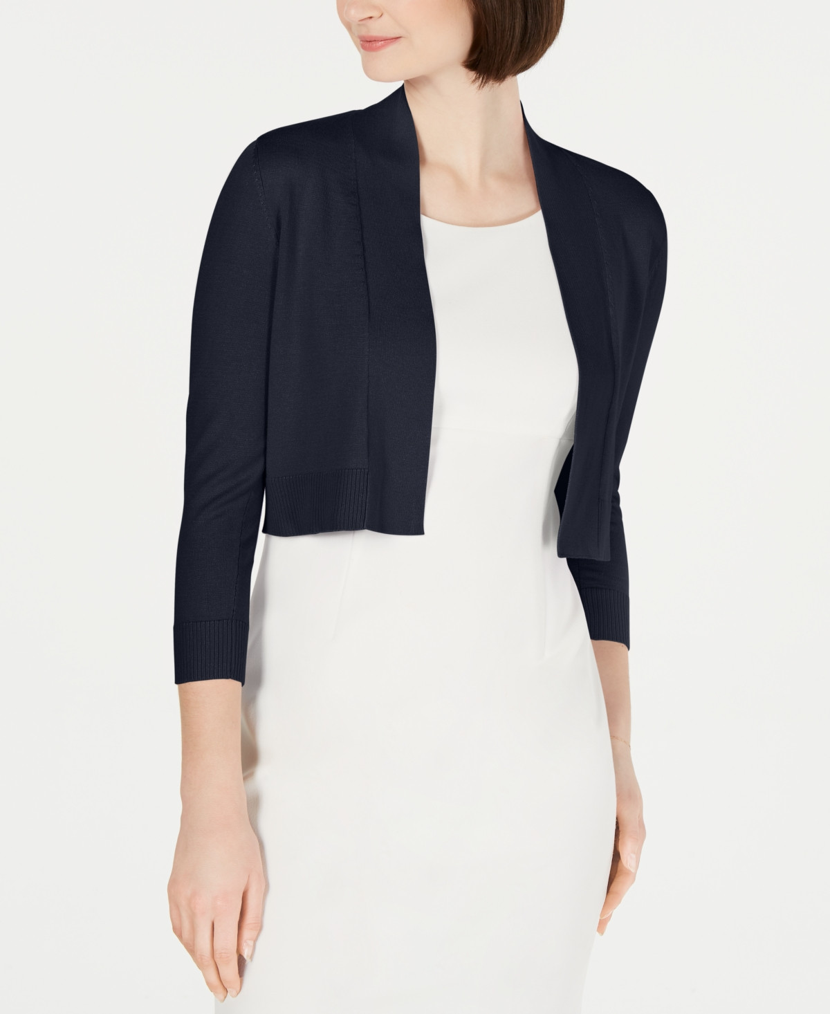 Calvin Klein Cropped Open-Front Cardigan - Indigo | Macy's