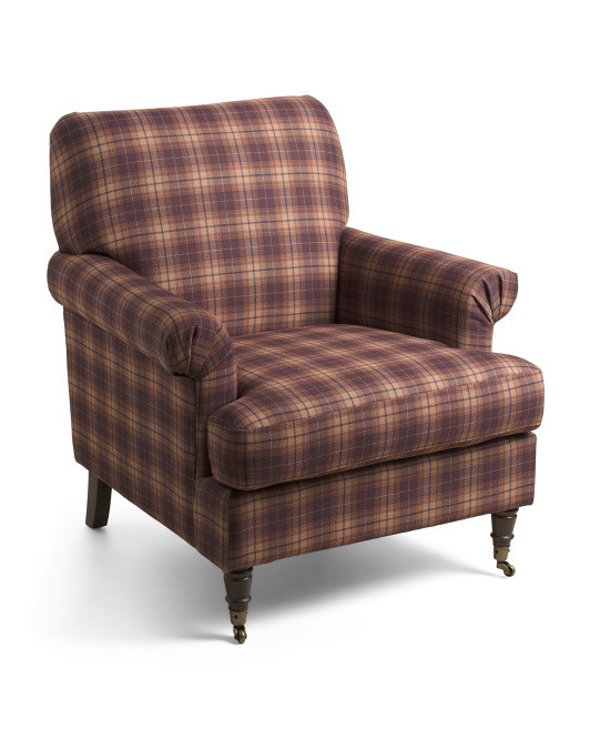 32.5x35.5 Plaid Accent Chair With Caster Legs | Chairs & Seating | Marshalls | Marshalls