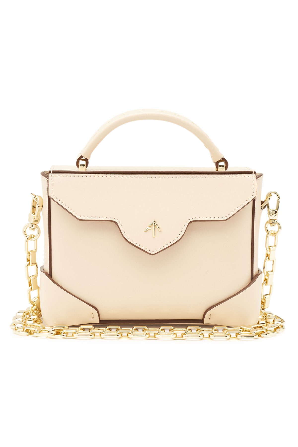 Manu Atelier Micro Bold Leather Shoulder Bag with Chain Strap | Stylebop US