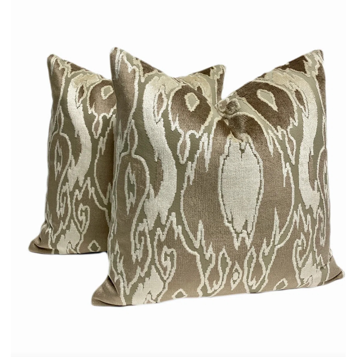 Cream and Taupe Velvet Throw Pillow Cover | Wayfair North America