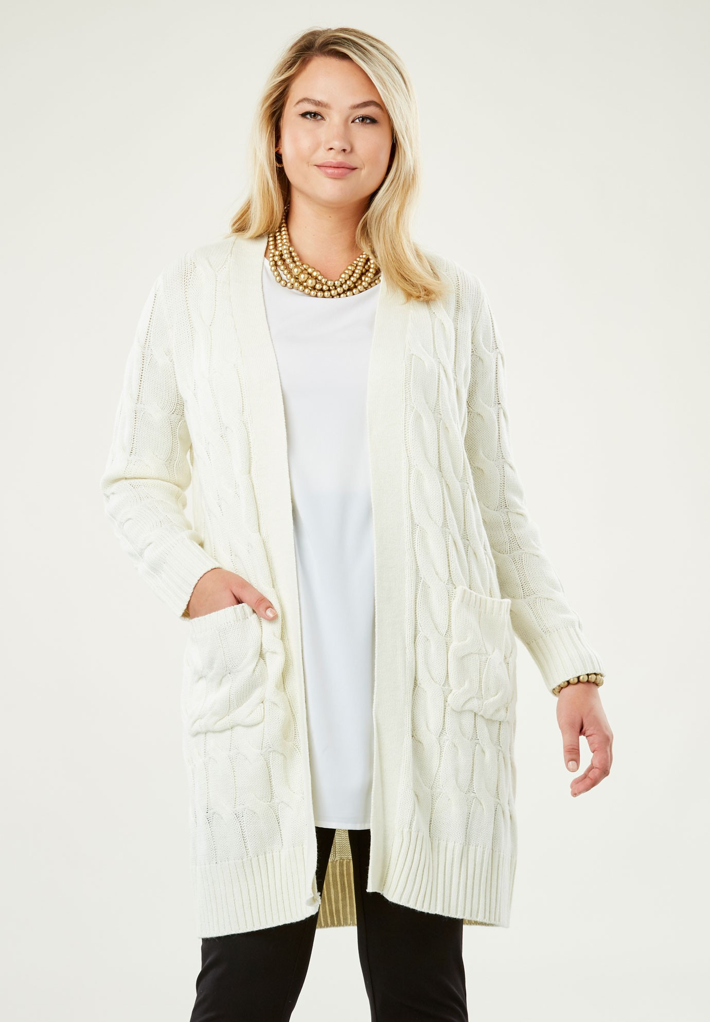 Cable Duster Sweater | Jessica London