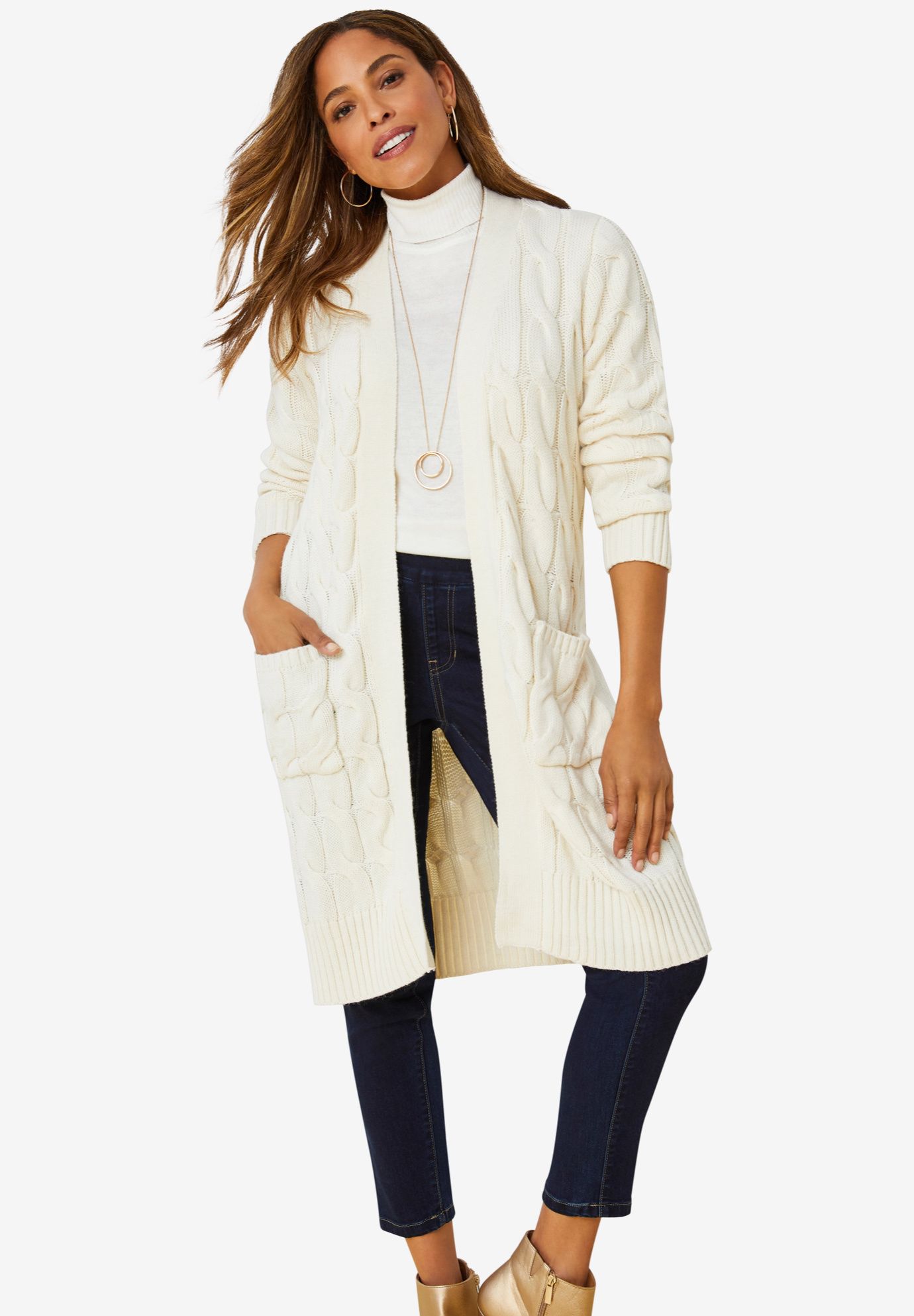 Cable Duster Sweater | Jessica London