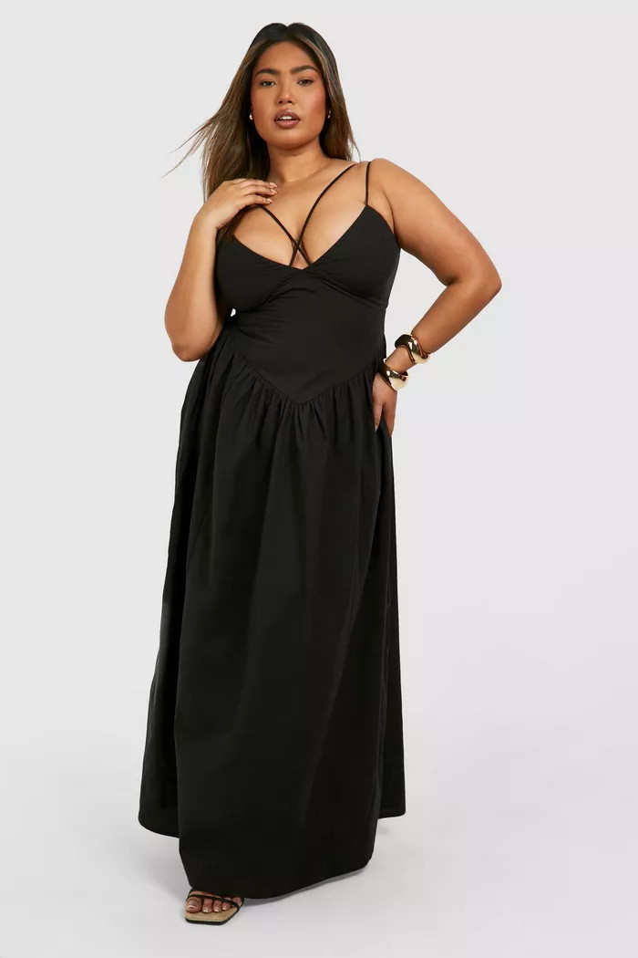 Plus Cotton Strappy Maxi Dress | boohoo (US & Canada)