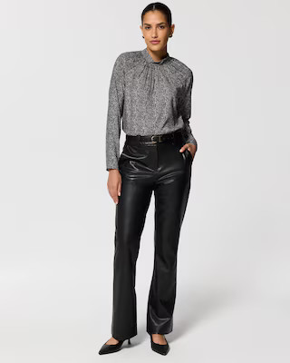 Women's Petite Faux Leather High-Rise Blake Bootcut Pants in Black size 12 | White House Black Market | White House Black Market