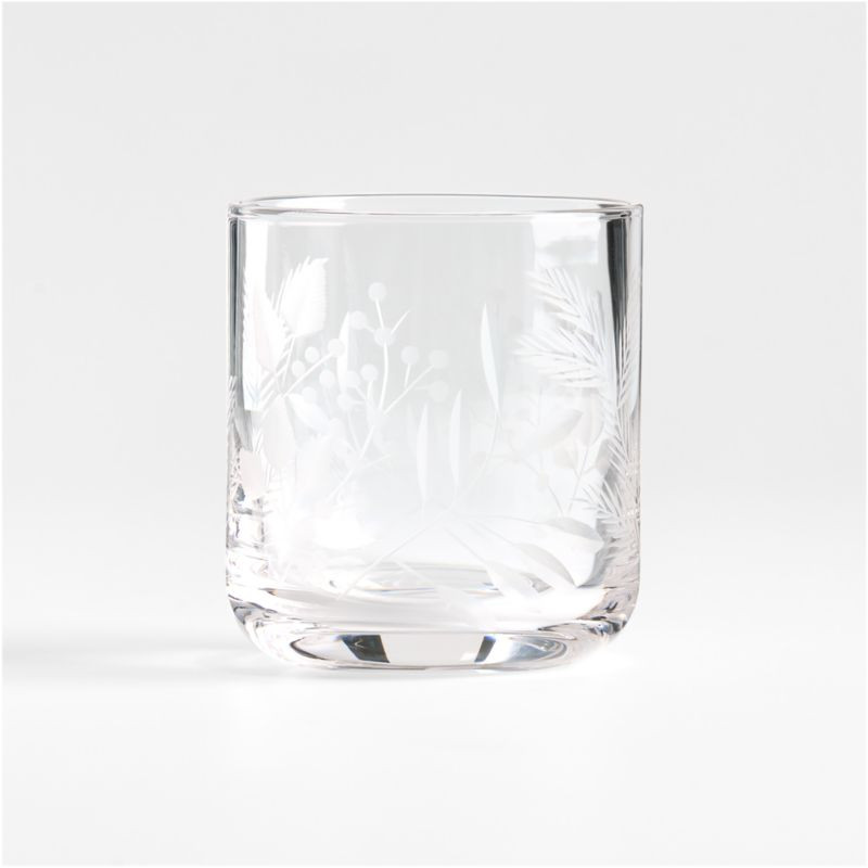 Winterberry 11-oz. Etched Double-Old Fashioned Glass | Crate & Barrel | Crate & Barrel