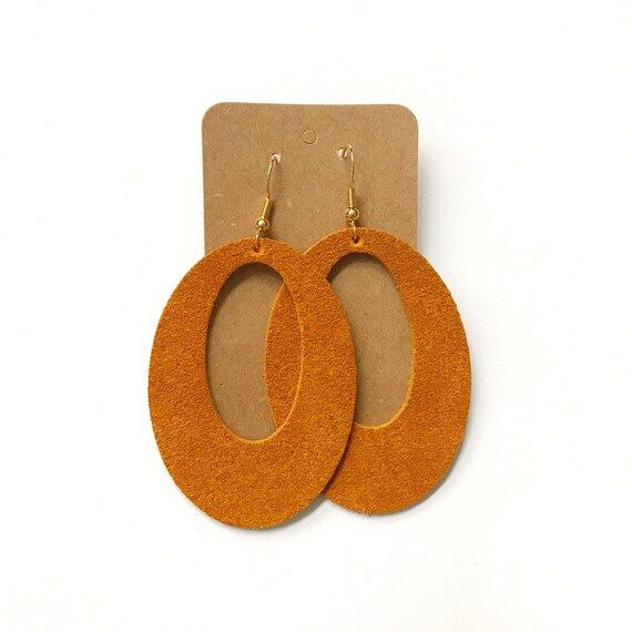 Burnt Orange Suede Leather Earring, leather statement earring, orange suede leather earring | Etsy (US)