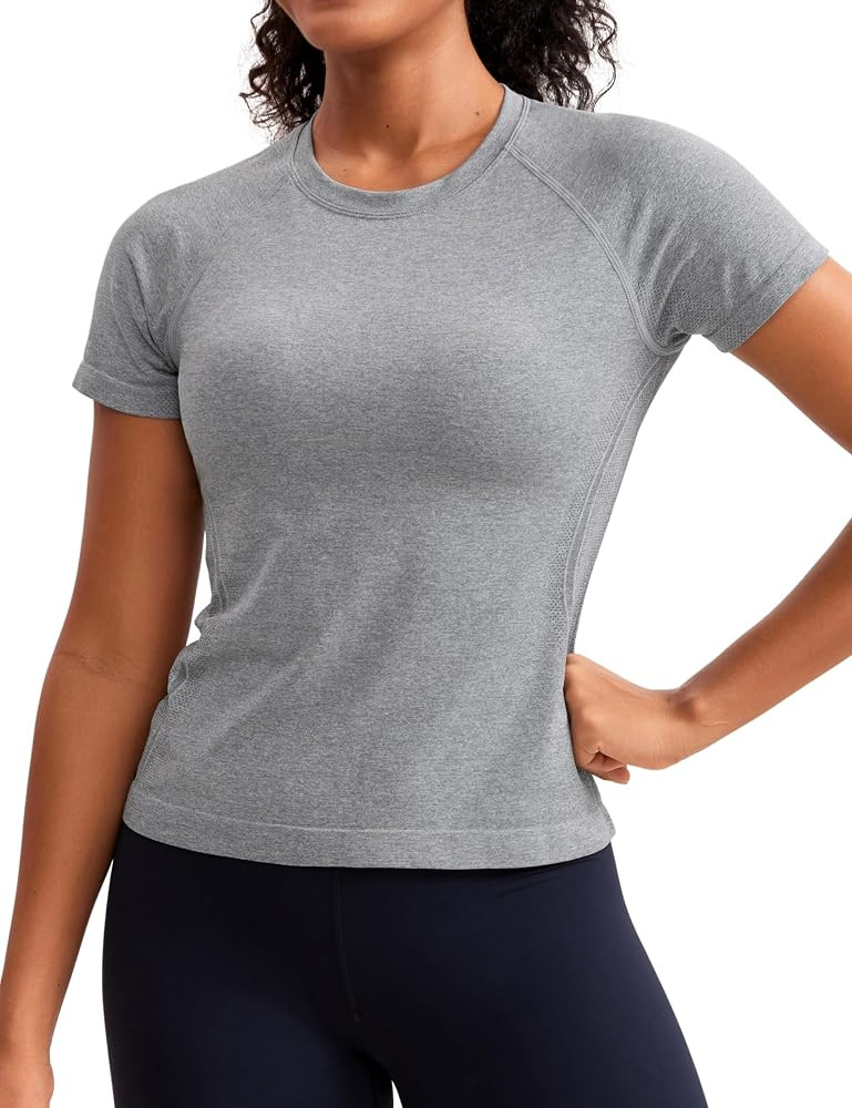 CRZ YOGA Seamless Short Sleeve Shirts for Women Breathable Running Workout Tops Athletic Gym Yoga... | Amazon (US)
