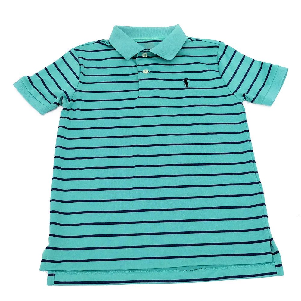 Polo Ralph Lauren Boys Striped Performance Jersey Polo Shirt in Green - 4 | Walmart (US)