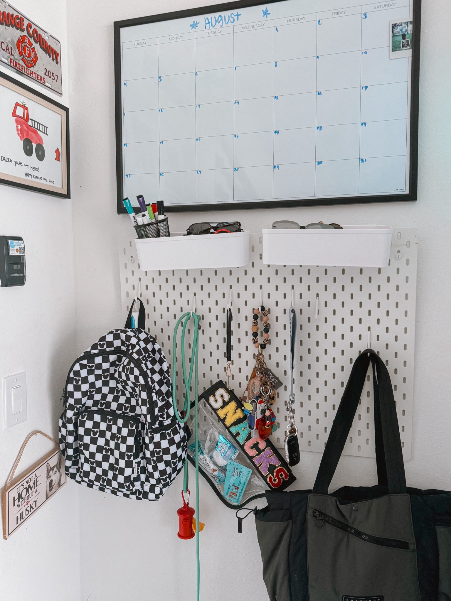 Creating a drop and pickup zone for our garage when leaving the house has helped us stay organized #organized #garage #garageorganization #mombag #diaperbag #backpack #backtoschool 

#LTKBacktoSchool #LTKKids #LTKFamily
