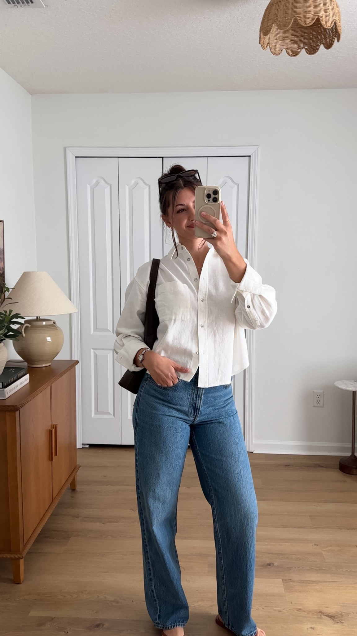 Casual Friday ootd 🤍 wearing small shirt, 25 R jeans (I’m 5’5”) 

#LTKgrwm #LTKSeasonal #LTKootd