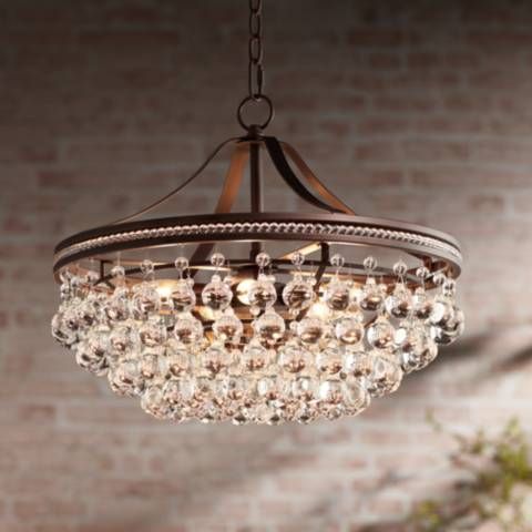 Wohlfurst 20 1/4"W Bronze 5-Light Crystal Pendant Light | Lamps Plus