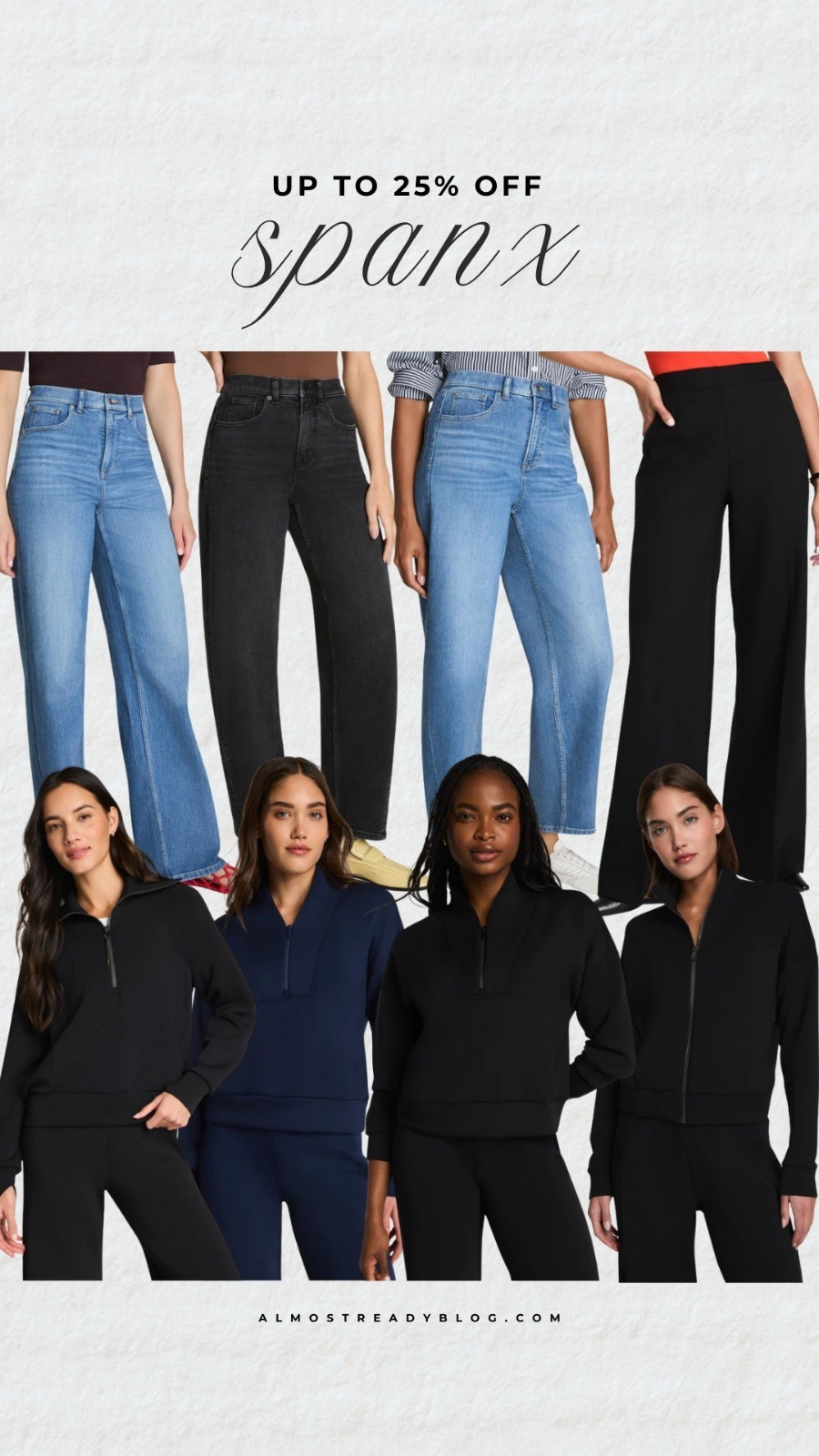 Spanx buy more, save more, up to 25% off.

spanx jeans, airessentials, loungewear, spanx sale, amanda west, almost ready blog

#LTKOver40 #LTKSaleAlert