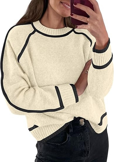LILLUSORY Women's Chunky Oversized Sweaters Pullover Knit Trendy Outfits Color Block 2024 Winter ... | Amazon (US)