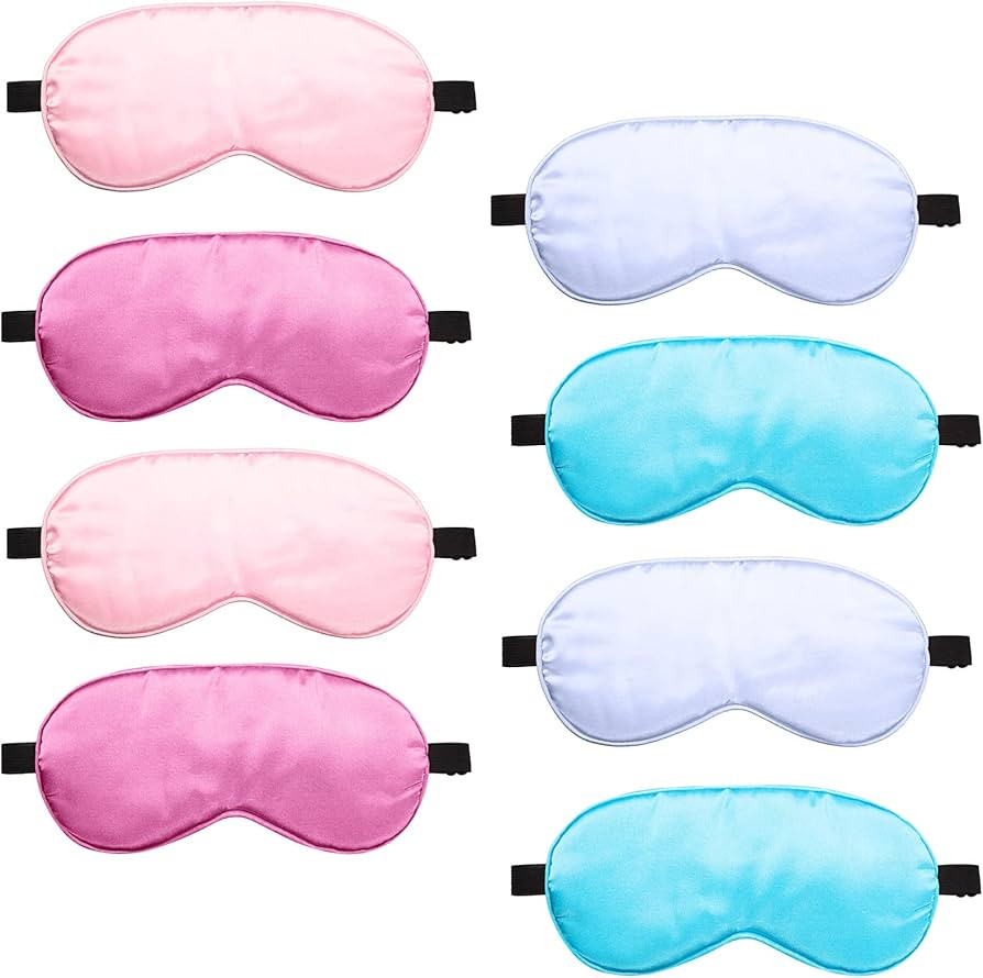 8 Pieces Sleep Cover Silk Soft Plush Eye Cover for Kids Adult with Adjustable Strap Travel Blindf... | Amazon (US)