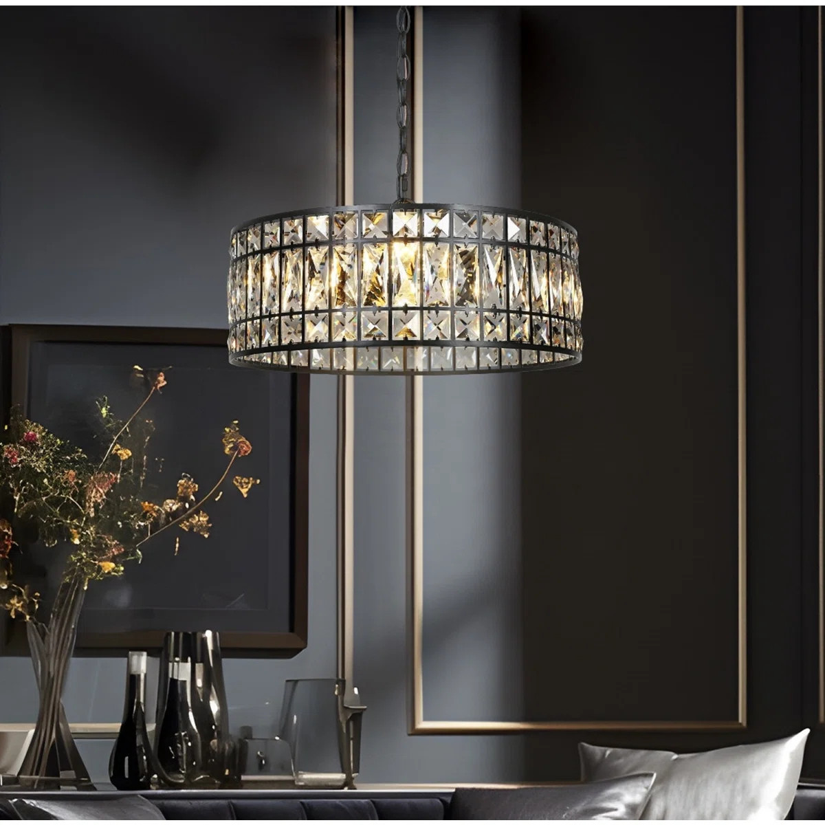 Baconton 3-Light Dimmable Crystal Drum Chandelier | Wayfair North America