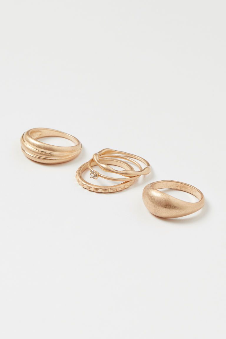 H & M - 5-pack Rings - Gold | H&M (US)