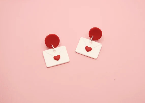 Love letter Valentines Day Polymer Clay Earrings | Etsy | Etsy (US)