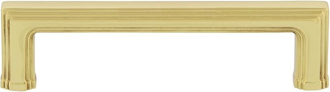 Nostalgic Warehouse Carre' Handle Pull 4" On Center in Unlacquered Brass | Amazon (US)