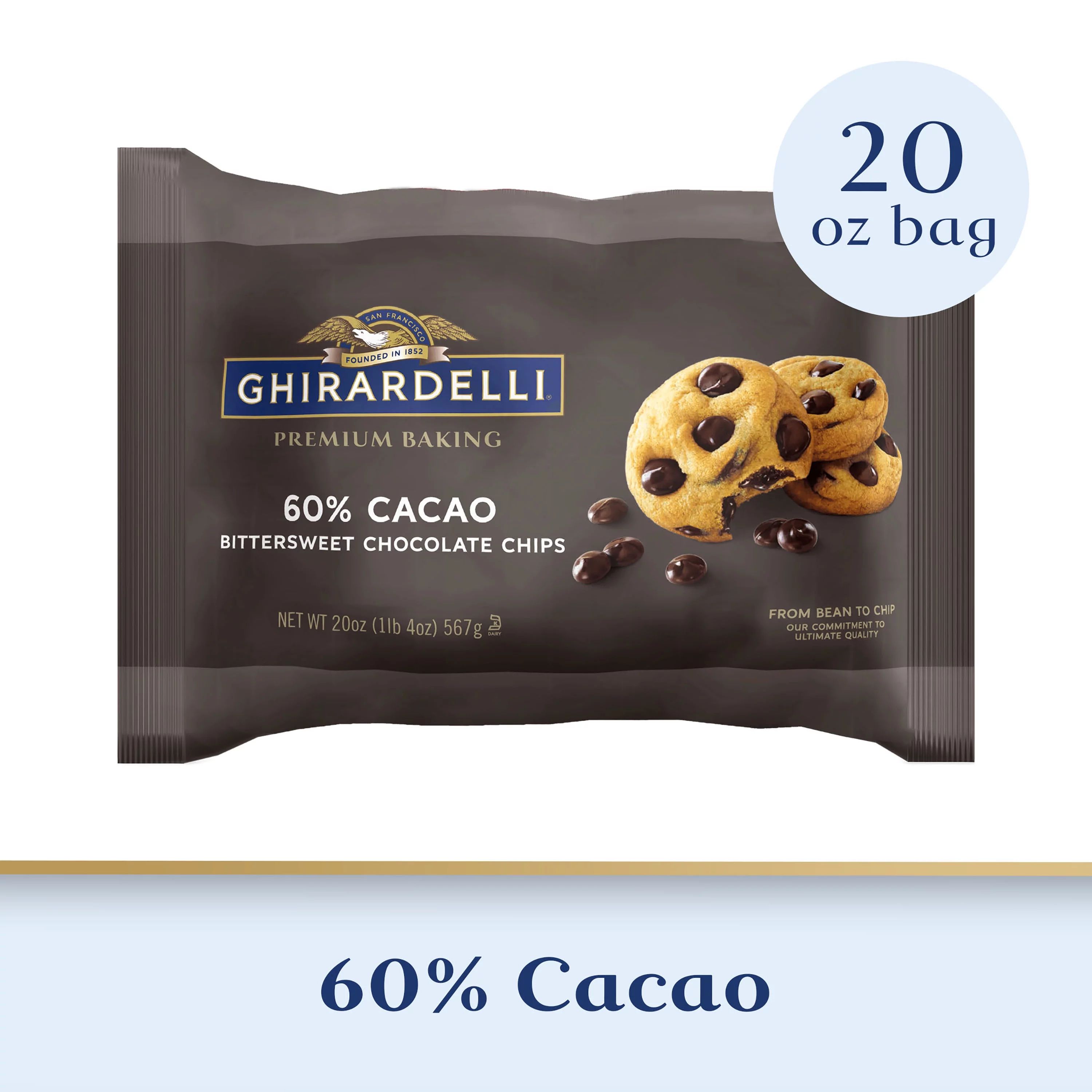 GHIRARDELLI 60% Cacao Bittersweet Chocolate Premium Baking Chips - 20 oz. - Walmart.com | Walmart (US)