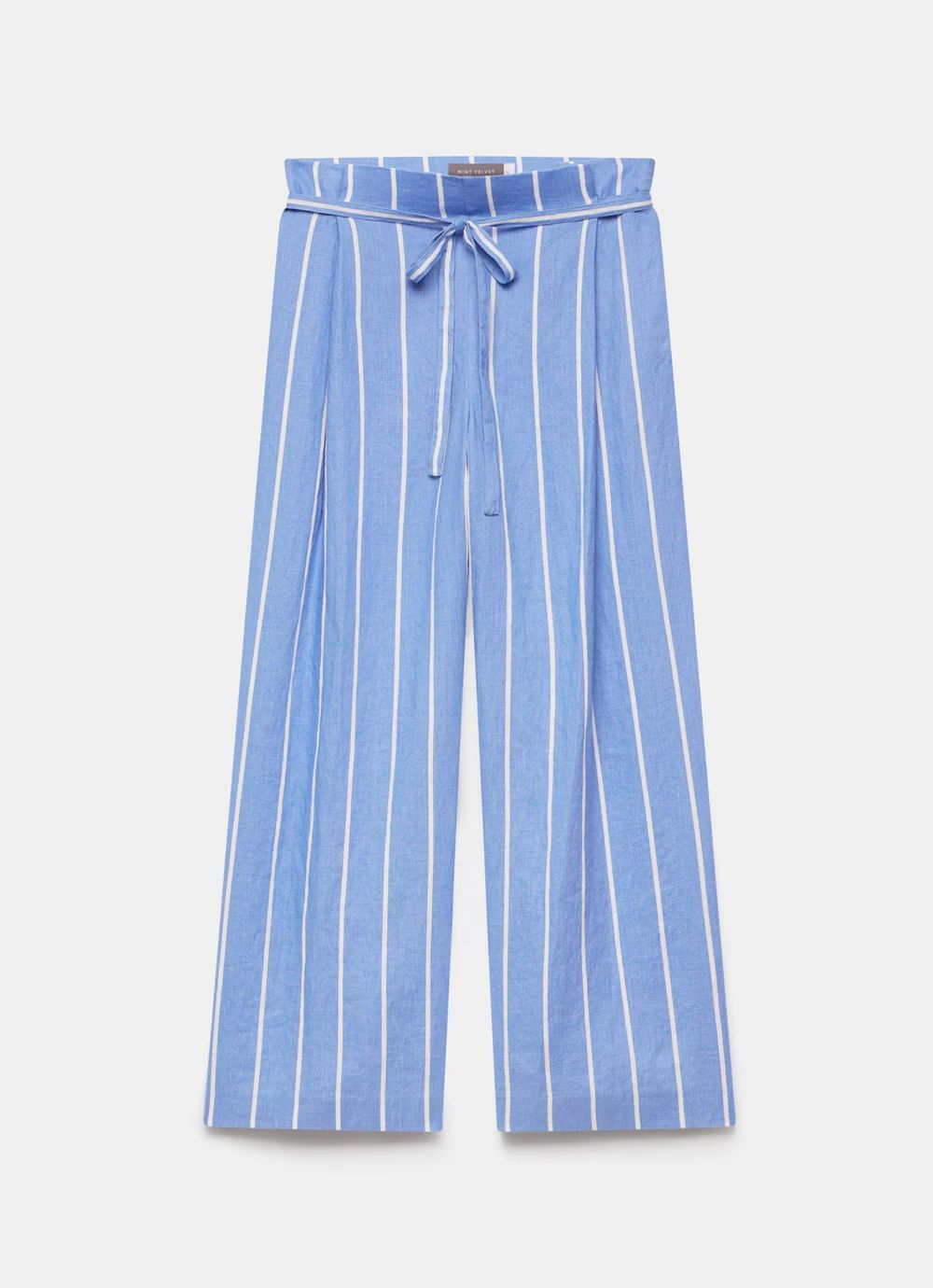 Blue Striped Linen Trousers | Mint Velvet