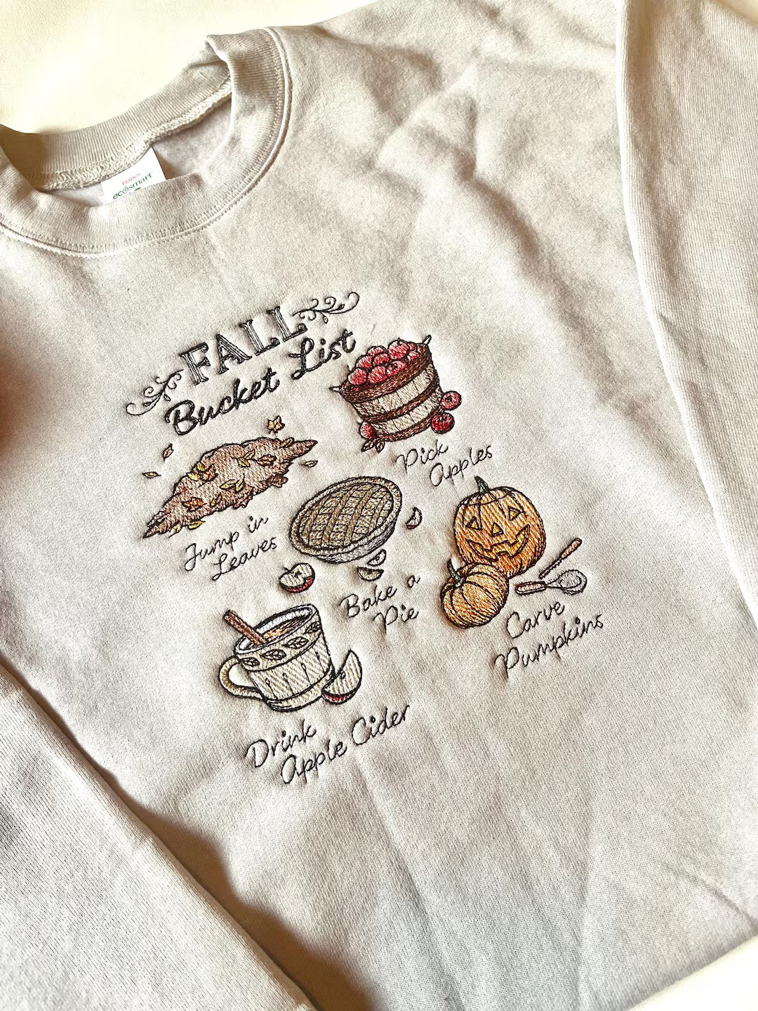 Fall Bucket List Embroidered Crewneck Autumn Sweatshirt - Etsy | Etsy (US)