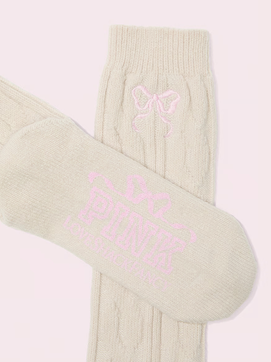 Buy PINK x LoveShackFancy Knee-High Socks, Vs Natural Heather - Order Socks online - PINK US | Victoria's Secret (US / CA )