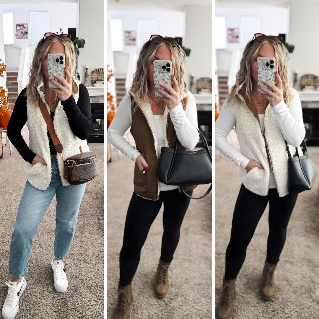 Reversible Sherpa quilted vest, styled 3 ways 







Winter outfit
Winter fashion
Amazon winter outfits
Trending winter fashion 
 casual winter outfits | winter fashion | size 4-6 | cold weather outfits | winter outfit ideas | layering outfit for the cold| winter fashion 2025 | outfit inspo | outfit ideas | winter outfits amazon  | casual outfit Ideas  | Outfits | Amazon Casual Outfit | Cute casual outfits | Preppy Outfit 

#LTKFindsUnder50 #LTKPetite #LTKootd