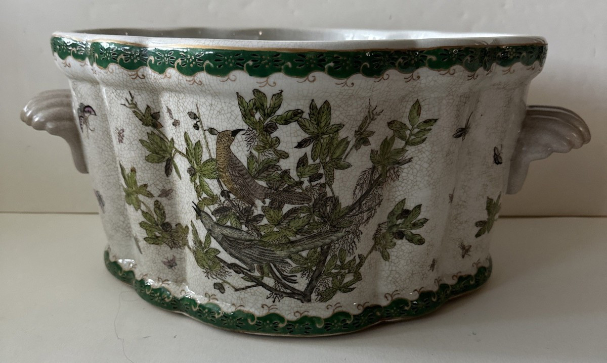 Wong Lee 1895 Cracked Porcelain Foot Bath / Planer Bowl 15\u201dx12\u201dx8\u201d18\u201d w/handl... | eBay US