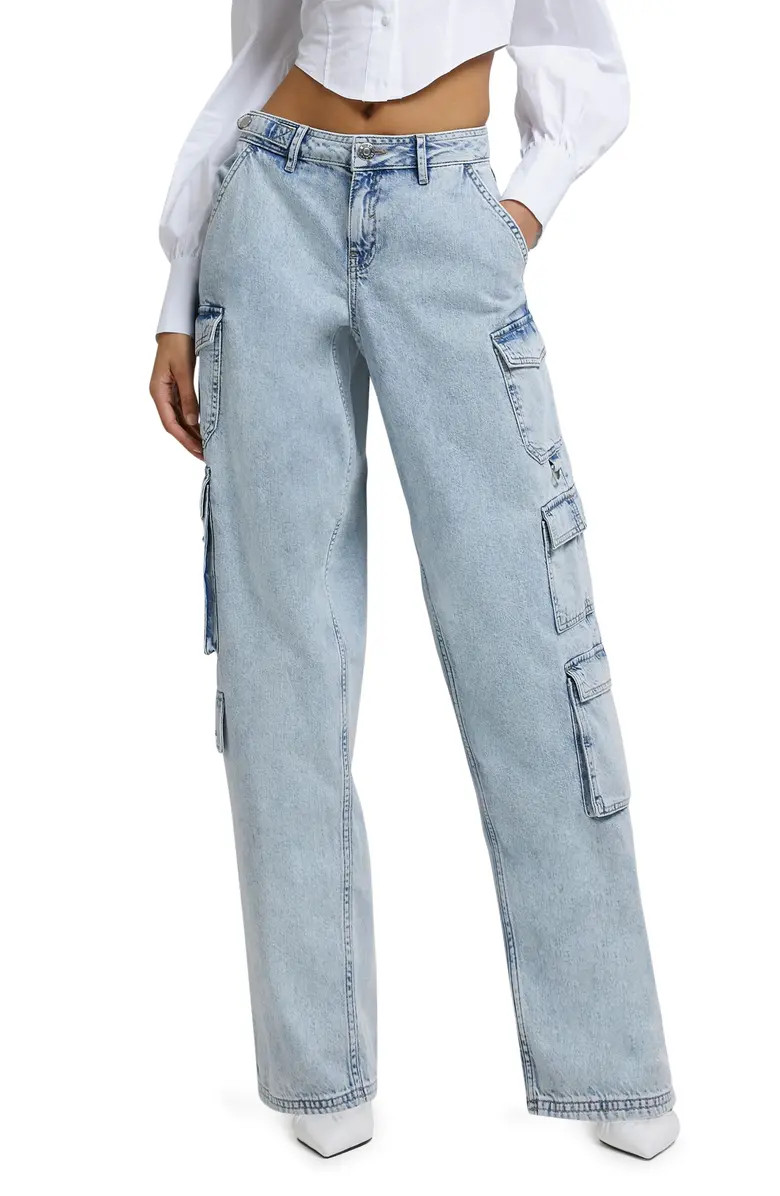 River Island Aria Cargo Dad Jeans | Nordstrom | Nordstrom