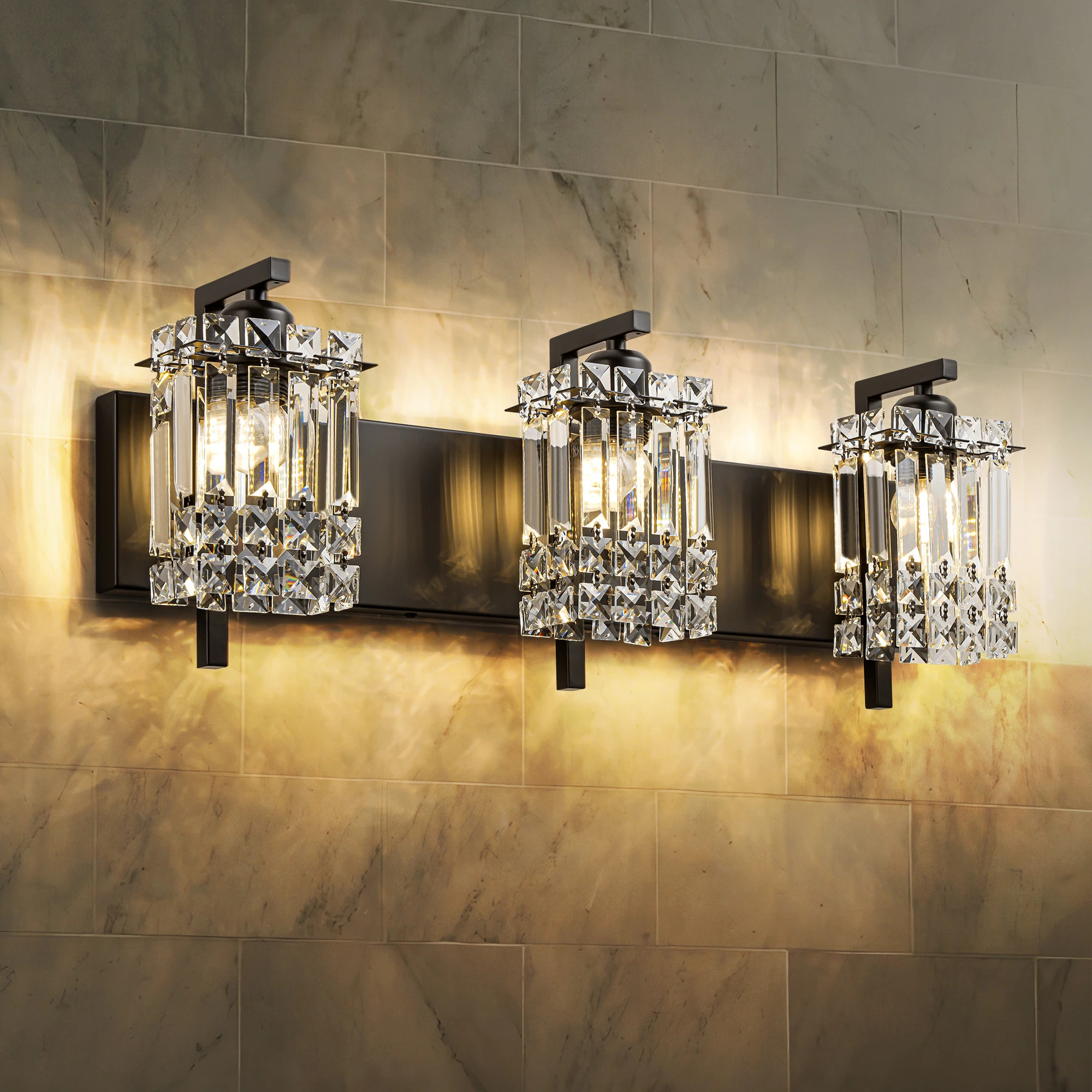 3-Light Modern Glam Crystal Bathroom Vanity Lights Wall Sconce Lighting for Mirror | Bed Bath & Beyond