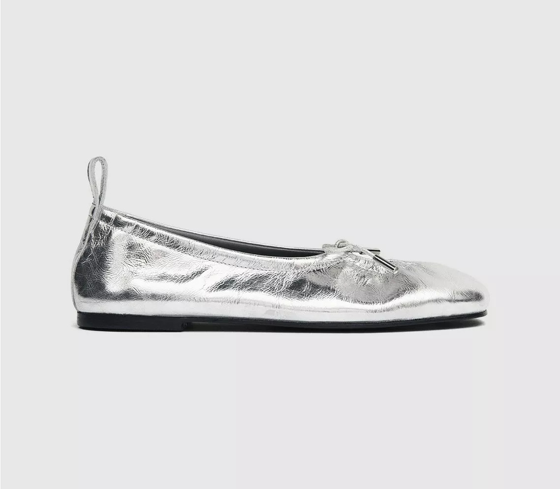 ALOHAS Rosalind Ballet Pumps Shimmer Silver Leather - Flat Shoes for Women | Office Shoes (UK)