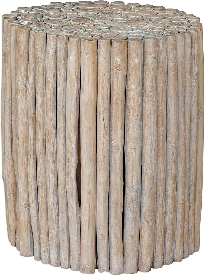 Modern Teak Wood Bundle Accent Table Natural Organic Shape Bleached Driftwood | Amazon (US)