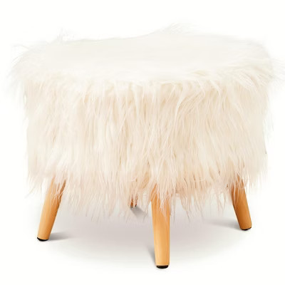 Cheer Collection 17" Round Faux Fur Stool (White) | Target