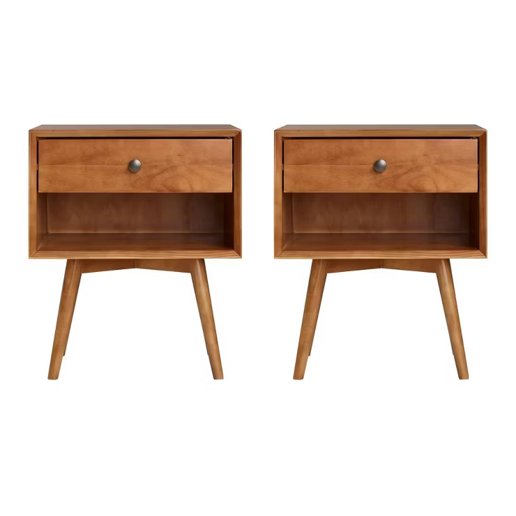 Greenberg 1 Drawer Mid-Century Modern Solid Wood Nightstand - Saracina Home | Target
