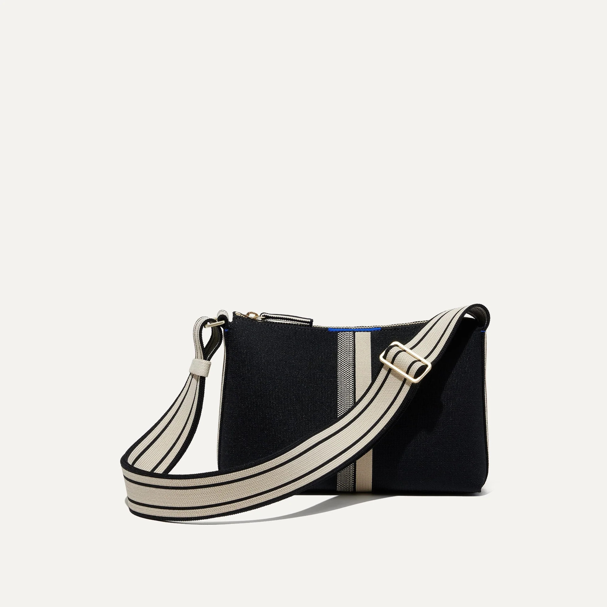 The Casual Crossbody in Black and Ivory Stripe | Rothy's | Rothy's