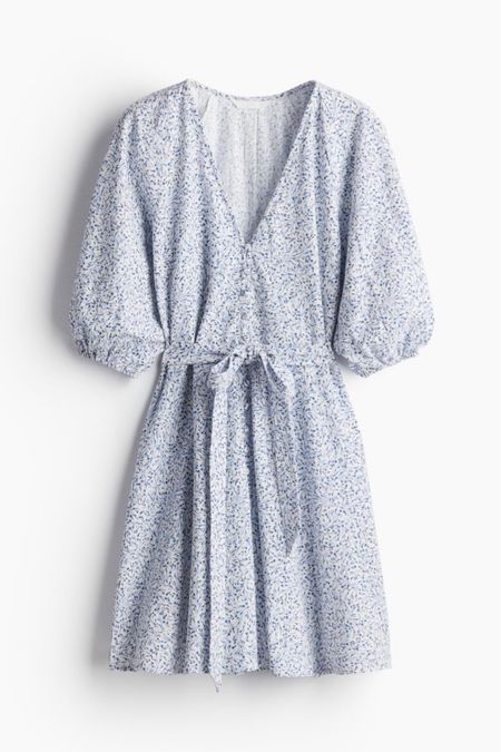 Blue floral cotton puff sleeve mini dress 

#LTKfindsunder50 #LTKSeasonal #LTKstyletip
