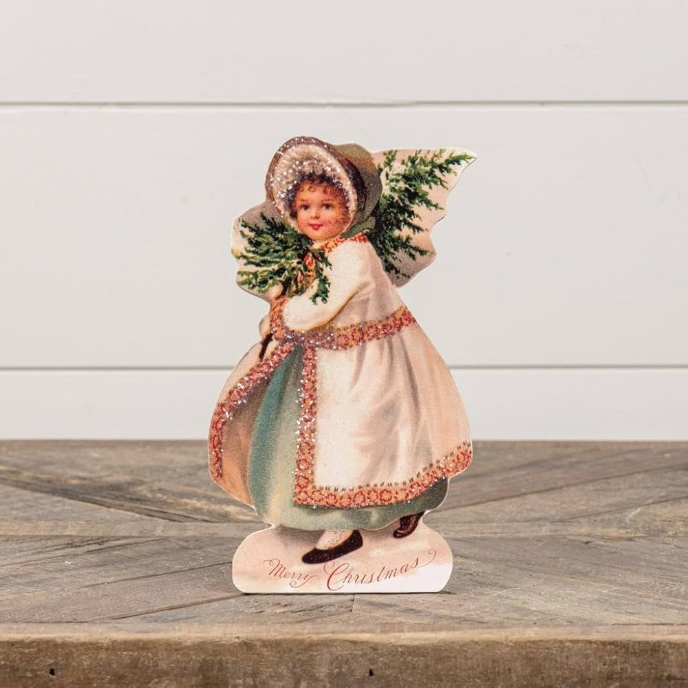 Ragon House 10" MERRY CHRISTMAS Pastel Victorian Girl in Snow Dummy Board Figure | Amazon (US)