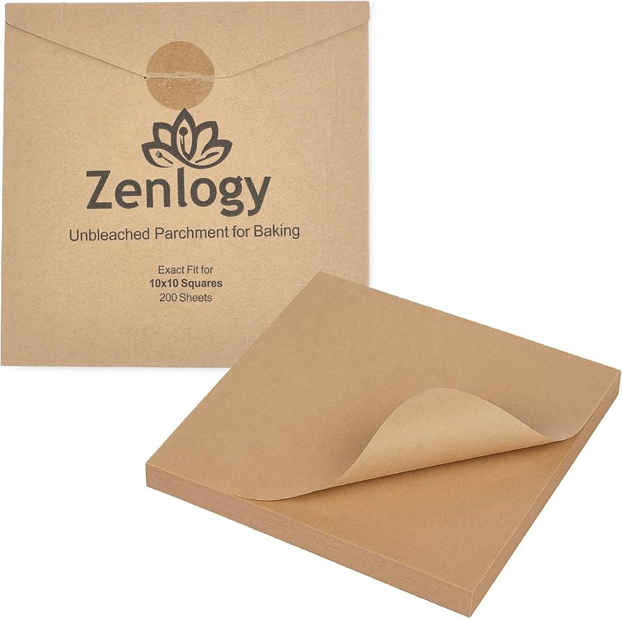 Zenlogy 10x10 Parchment Paper Squares (200 Sheets), Unbleached, High Heat, Non-stick, Pre-cut Bak... | Amazon (US)