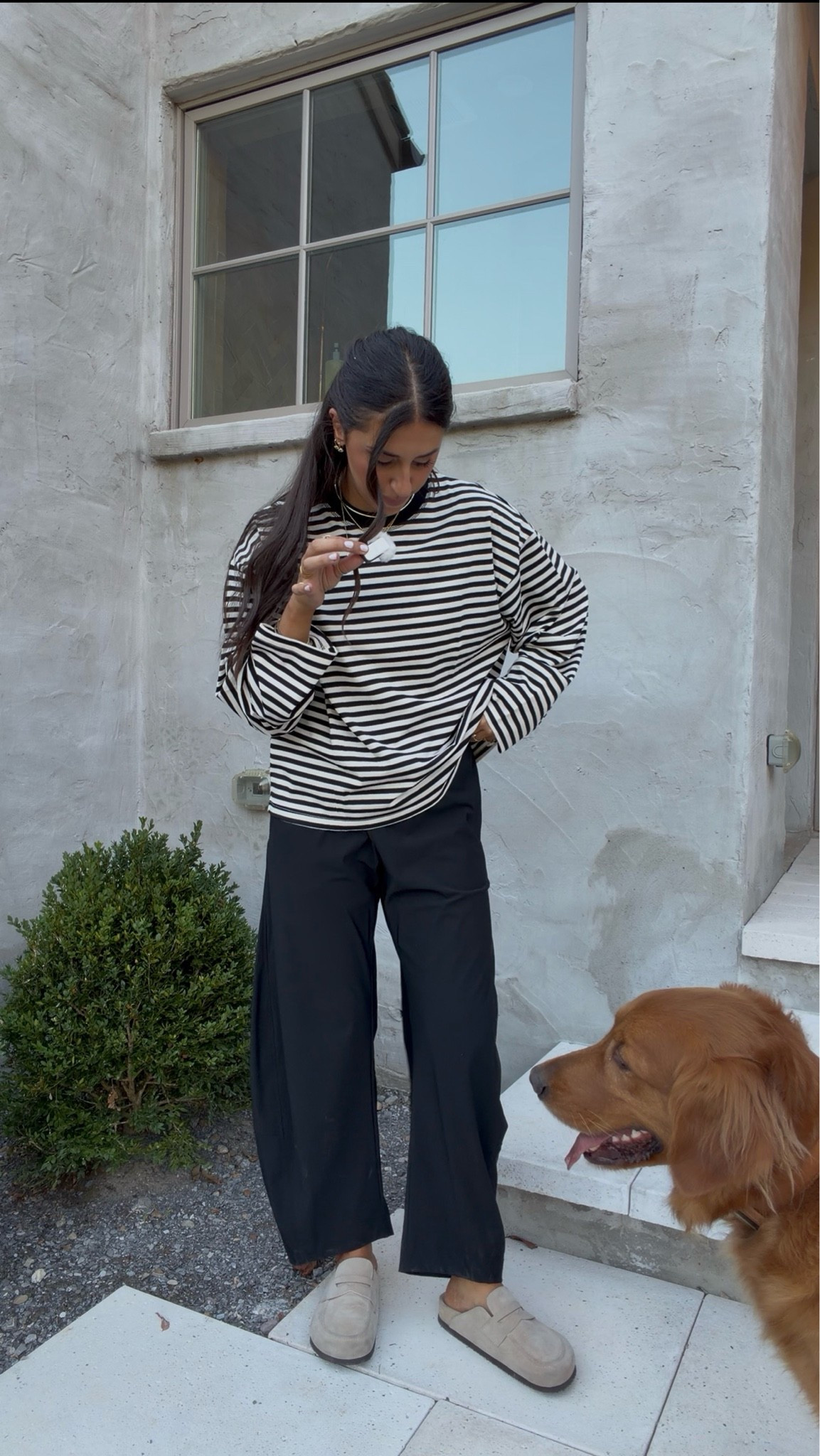 Striped basic & viral pants for prime day sale 🤍🖤

Medium in both!!