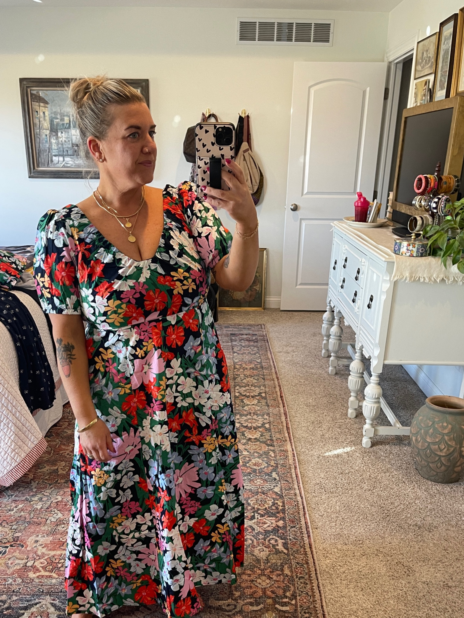 old navy puff sleeve midi swing dress Tiered Puff-Sleeve All-Day Midi Swing Dress