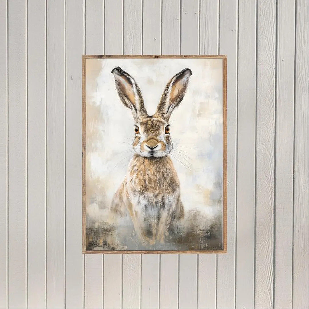 Bright Eyed Bunny Canvas Printed Sign - Etsy | Etsy (US)