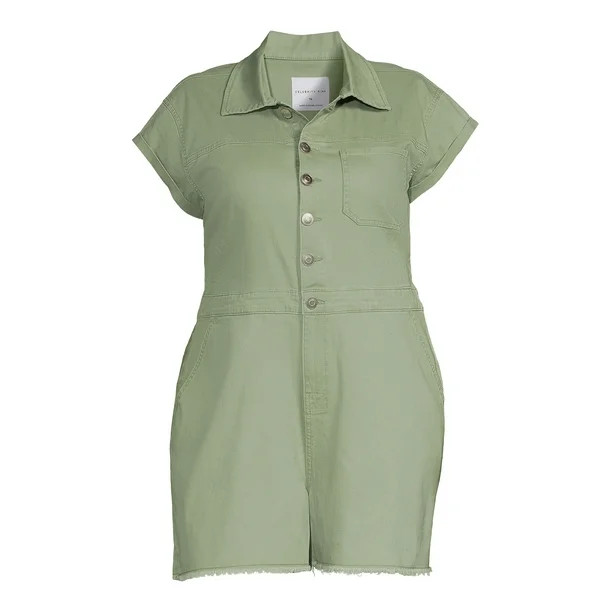 Celebrity Pink Juniors Plus Size Short Sleeve Twill Boiler Suit | Walmart (US)