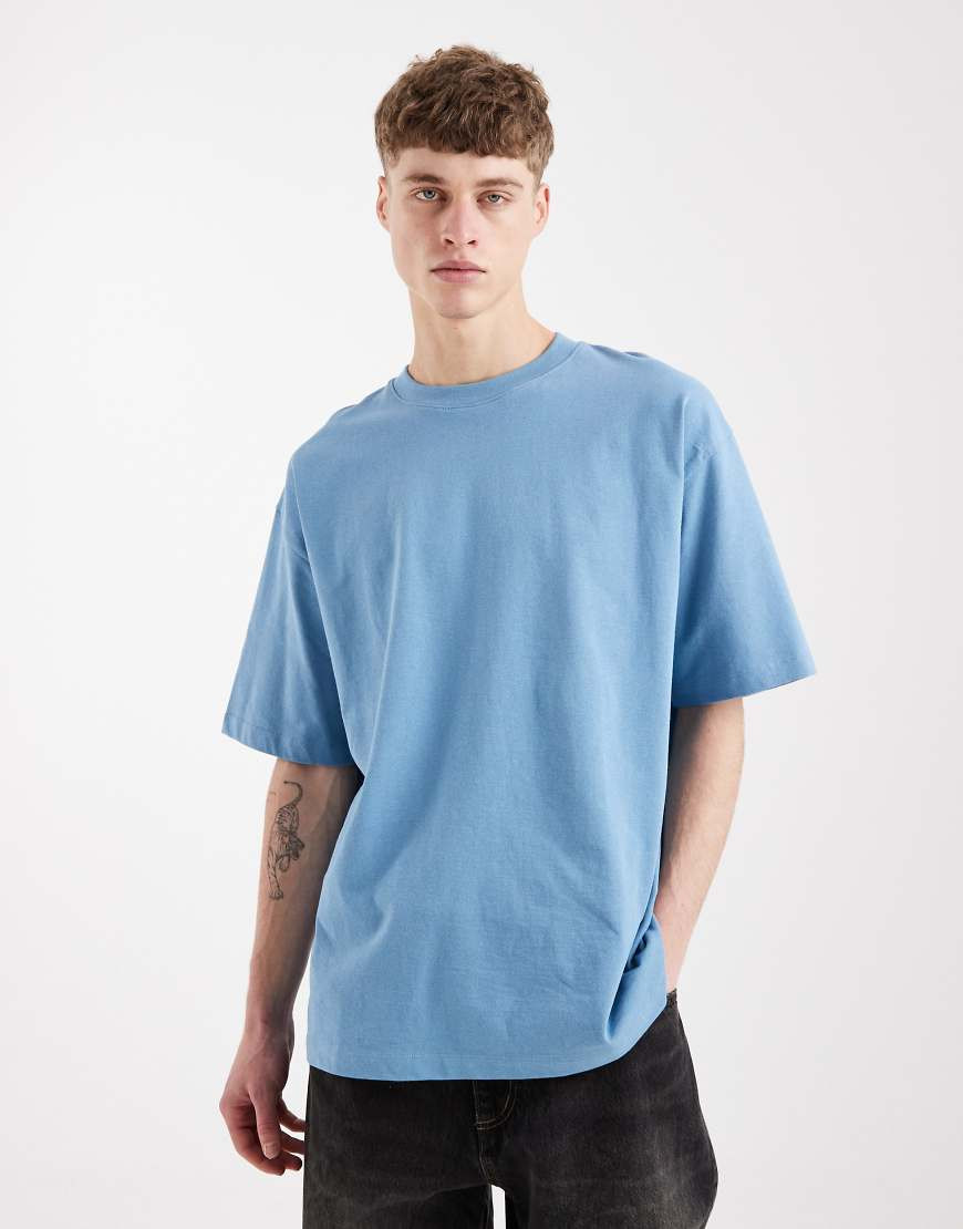 ASOS DESIGN heavyweight oversized t-shirt in blue | ASOS (Global)