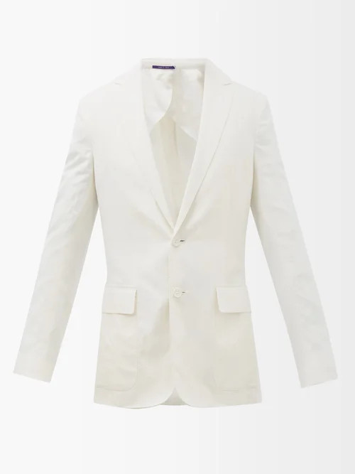 Ralph Lauren Purple Label - Single-breasted Silk-blend Suit Jacket - Mens - White | Matches (US)